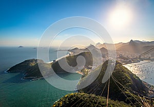 Aerial view of Rio de Janeiro Coast with Copacabana, Praia Vermelha beach, Urca and Corcovado mountain - Rio de Janeiro, Brazil photo