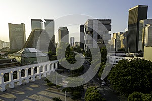 Aerial View of Rio de Janeiro Downtown and Lapa Arch