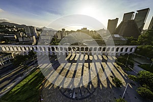 Aerial View of Rio de Janeiro Downtown and Lapa Arch