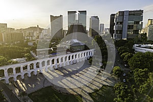 Aerial View of Rio de Janeiro Downtown and Lapa Arch