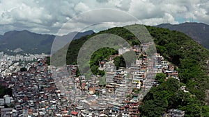 Aerial view Rio de Janeiro favelas Brazil.