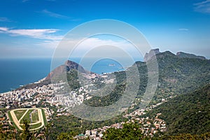 Aerial view of Rio de Janeiro. Two Brothers Hill and Pedra da Gavea Stone - Rio de Janeiro, Brazil