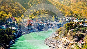 Aerial view of Rishikesh, Uttarakhand