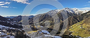 Aerial view of Riso valley and Orobie alps