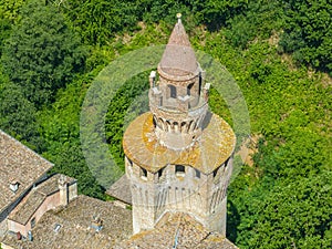 Aerial view of Rivalta castle on the Trebbia river, Piacenza province, Emilia-Romagna, Italy photo