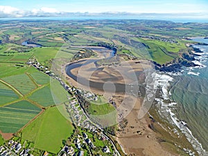 Aerial view of the River Avon in Devon