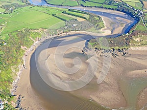 Aerial view of the River Avon in Devon