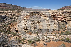 Aerial View of a River Bend in a Desert Canyon