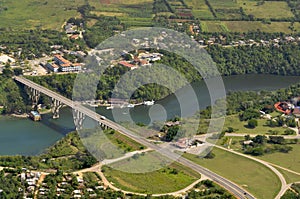 Aerial view River and bridge