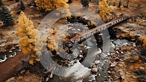 Aerial view of river bridge showcasing engineering feat infrastructure and skyward perspectives