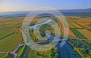 Aerial view of the river Cetina, Croatia