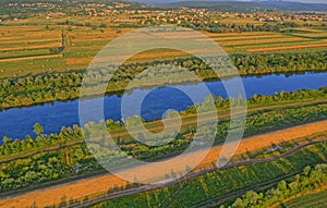 Aerial view of the river Cetina, Croatia