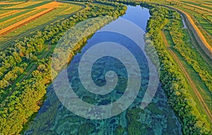 Aerial view of the river Cetina, Croatia