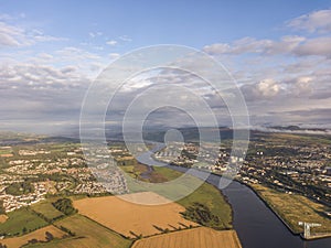 An aerial view of the River Clyde near Glasgow
