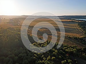 Aerial view of river on the coast on the Island of Rugen in Mecklenberg Vorpommern