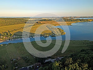 Aerial view of river on the coast on the Island of Rugen in Mecklenberg Vorpommern