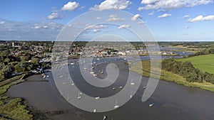 An aerial view of the River Deben and the town of Woodbridge in Suffolk