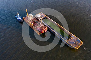 Aerial view of dredging operation. photo