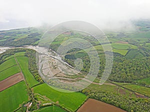 Aerial view of the River Erme, Devon