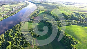 Aerial view of river in the fields