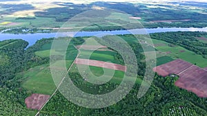 Aerial view of river in the fields