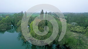 Aerial view of River Great Ouse near Cambridge, England