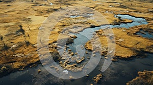 Aerial View Of River Marshes: Atmospheric Color Washes And Rustic Scenes