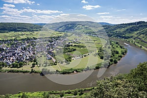 Aerial view river Moselle near Punderich, Germany