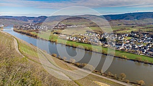 Aerial view of the river Moselle valley near Brauneberg photo