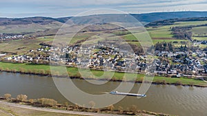 Aerial view of the river Moselle valley and the village Brauneberg photo