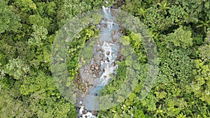 Aerial view of river in the Rain forest of Rio Celeste, Costa Rica