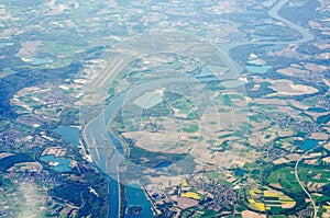 Aerial View of River Rhine at Karlsruhe