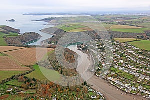Aerial view of the River Yealm, Devon