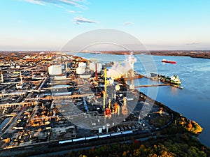 Aerial View of Riverfront Refineries