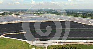 Aerial view of Riverview phosphogypsum stack, large open air phosphogypsum waste storage near Tampa, Florida. Byproduct