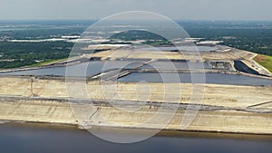 Aerial view of Riverview phosphogypsum stack, large open air phosphogypsum waste storage near Tampa, Florida. Byproduct