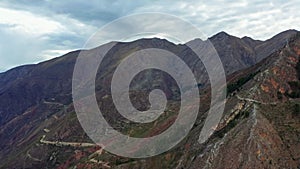 Aerial view road in the Andes mountains.