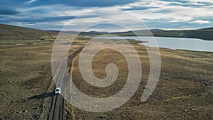 drone view of a road in icelands highlands near ÃÅ¾verÃÂ¡rvatn photo