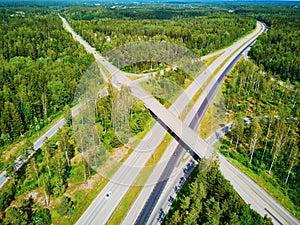Aerial view of road interchange