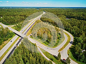 Aerial view of road interchange