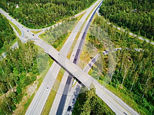 Aerial view of road interchange