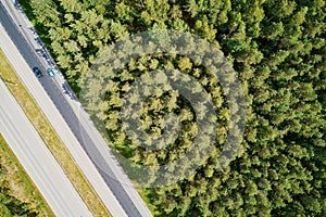 Aerial view of road interchange