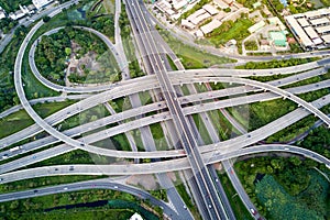 Aerial view of road interchange