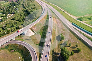 Aerial view of road interchange or highway intersection