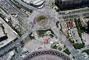 Aerial view of a road intersection photo