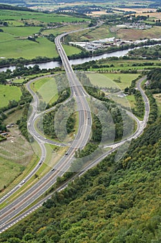 Aerial view of road junction