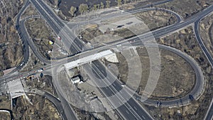 Aerial view of the road junction near the town of Bila Tserkva