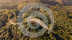 Aerial view of Road in the mountain valley Inthanon national par