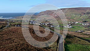 Aerial view of the road R263 to Glencolumbkille - Republic of Ireland
