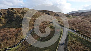 Aerial view of the road R263 to Glencolumbkille - Republic of Ireland